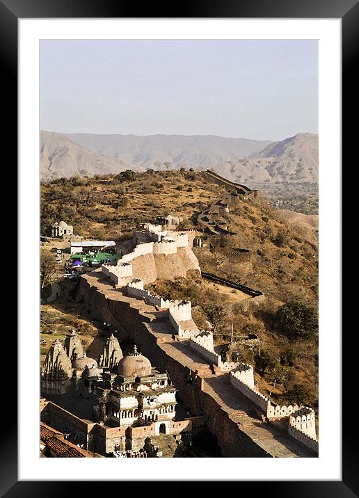 Kumbhalghar Fort Walls Over the horizon Framed Mounted Print by Arfabita  