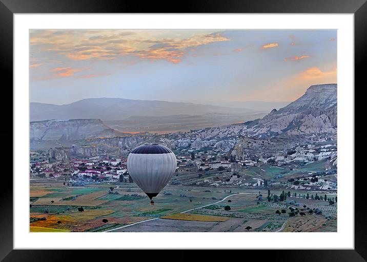 Lonesome Balloon over Cappadocia Framed Mounted Print by Arfabita  