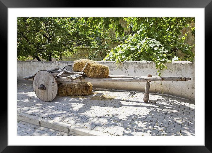 Old wooden Cart and Bales of Hay Framed Mounted Print by Arfabita  