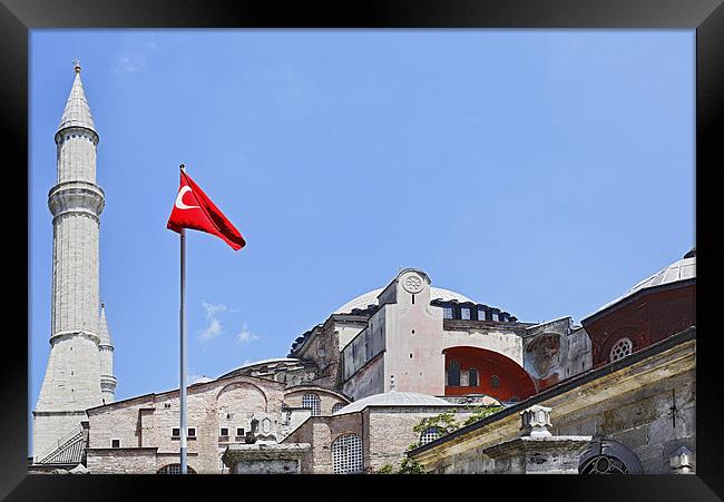 Turkish flag flies over Hagia Sophia Framed Print by Arfabita  