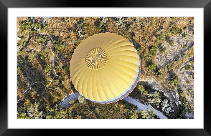 Aerial of a hot air balloon Framed Mounted Print by Arfabita  
