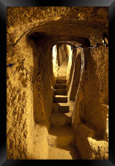 Corridors to Underground Caves Derinkuyu Framed Print by Arfabita  