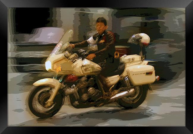 Thai motorbike Police Framed Print by Arfabita  