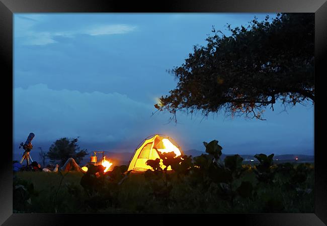 Night camp by the lake Framed Print by Arfabita  