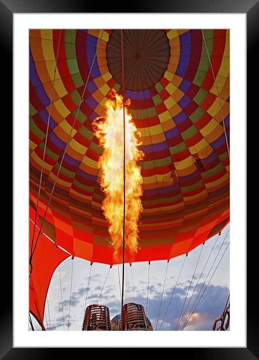 Flames from burners hot air balloon Framed Mounted Print by Arfabita  