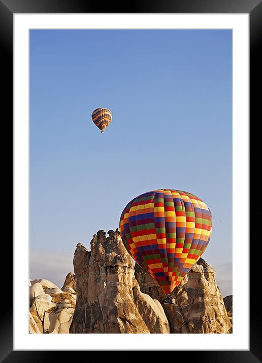 Hot air balloons on the rocks Framed Mounted Print by Arfabita  