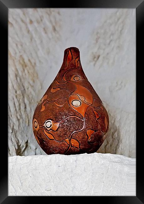 Decorated ceramic vase in alcove Framed Print by Arfabita  