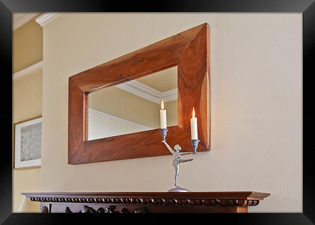 Country cottage mantlepiece candelalbra mirror Framed Print by Arfabita  