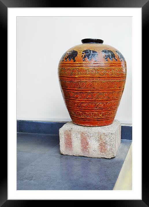 India Tribal Art Garden Vase Feature Framed Mounted Print by Arfabita  