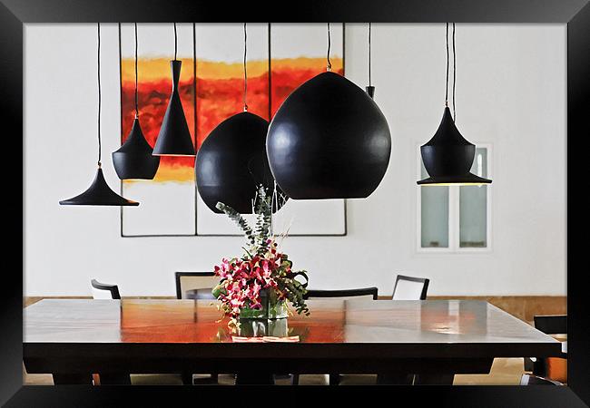 Contemporary Living Dining Room Interior Framed Print by Arfabita  
