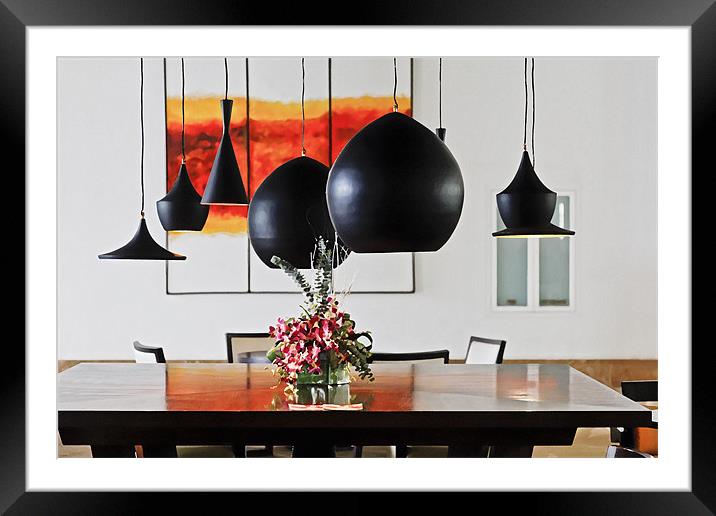 Contemporary Living Dining Room Interior Framed Mounted Print by Arfabita  