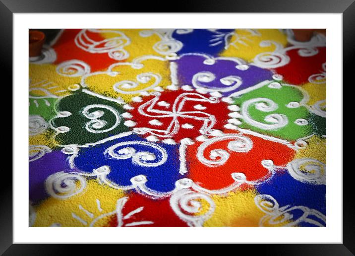 Indoor hindu rangoli pattern Framed Mounted Print by Arfabita  