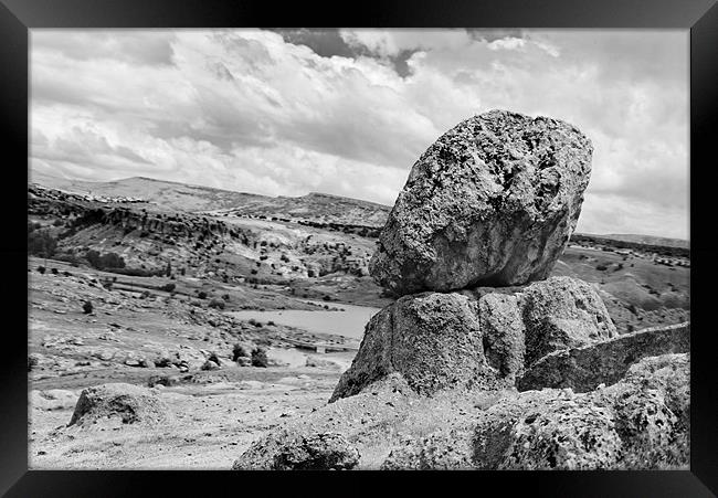 Moss grows on stationary Rock Framed Print by Arfabita  