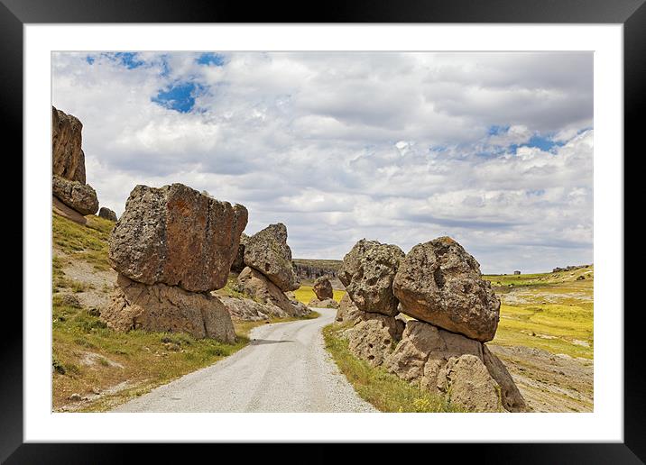 Balanced Volcanic Boulders Dirt Track Framed Mounted Print by Arfabita  