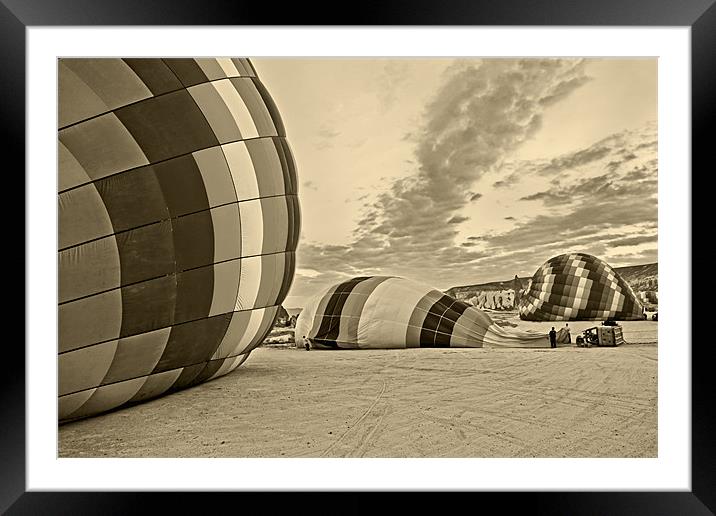 Daybreak blowing a Hot Air Balloon Framed Mounted Print by Arfabita  