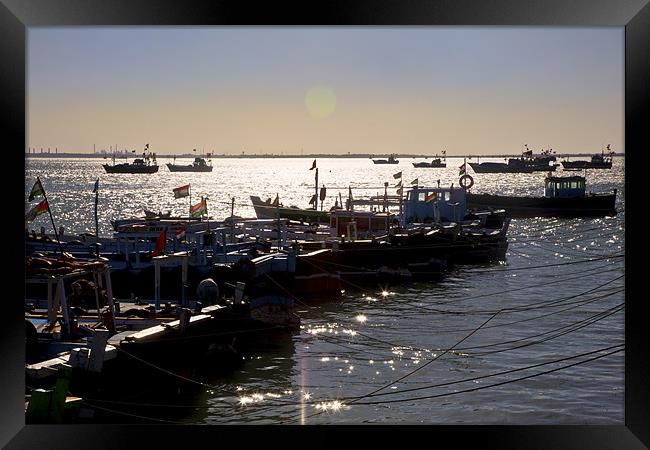 Twilight at Dwarka Harbor Framed Print by Arfabita  