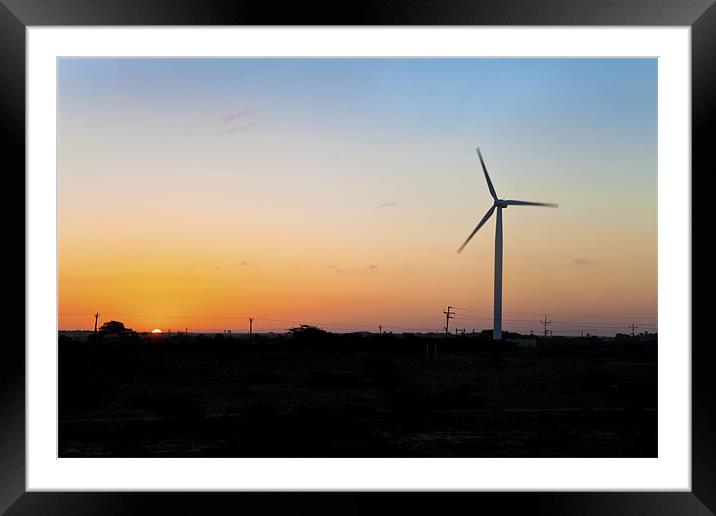 Another new day for windmill on Dwarka Plains Framed Mounted Print by Arfabita  