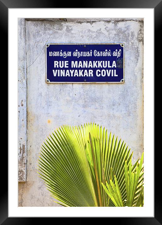 Rue Manakkula Vinayakar Covil Pondicherry Framed Mounted Print by Arfabita  