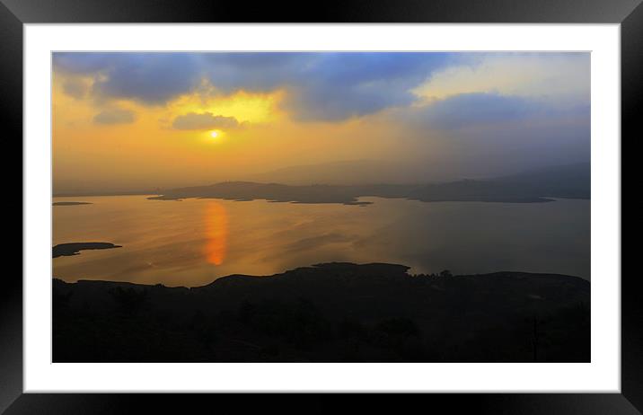 Dawn landscape on Lake Pavna India Framed Mounted Print by Arfabita  
