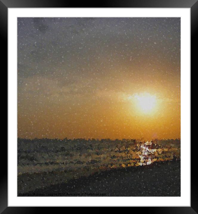 Geometric Sunset Framed Mounted Print by Susan Medeiros