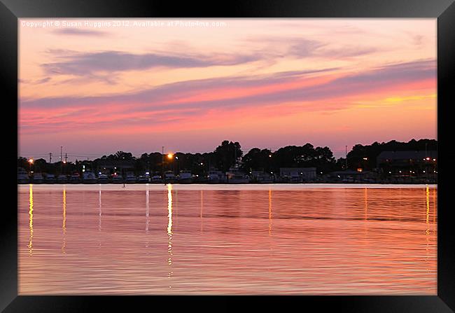 Sunset and Coastal Lights Framed Print by Susan Medeiros