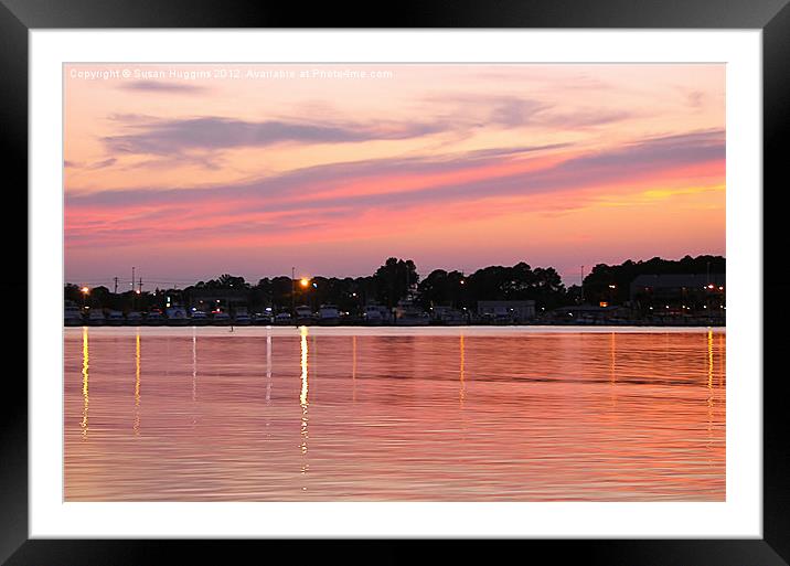 Sunset and Coastal Lights Framed Mounted Print by Susan Medeiros