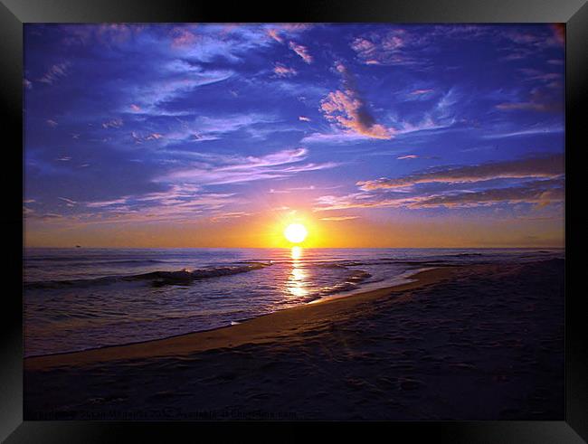 Radiating Blue Sunset Paint Framed Print by Susan Medeiros