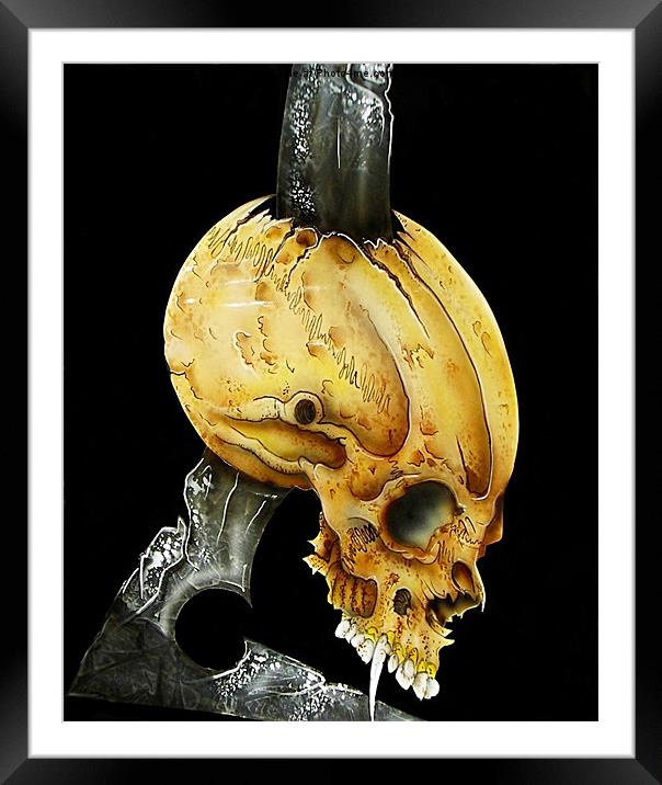 Chrome Sickle Skull Framed Mounted Print by Susan Medeiros
