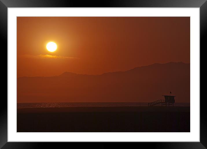 Sunset in Venice Beach Framed Mounted Print by Panas Wiwatpanachat