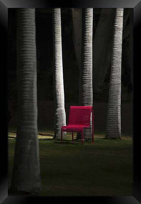 Red Chair in the Park Framed Print by Panas Wiwatpanachat