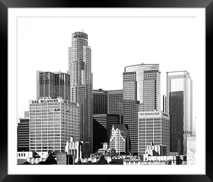 Downtown L.A. Framed Mounted Print by Panas Wiwatpanachat