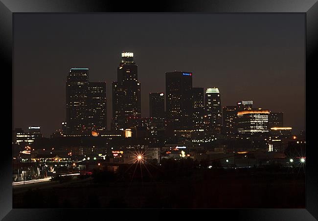 Flickering Downtown L.A. Framed Print by Panas Wiwatpanachat