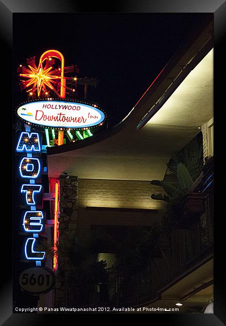 Hollywood Downtown Motel Framed Print by Panas Wiwatpanachat