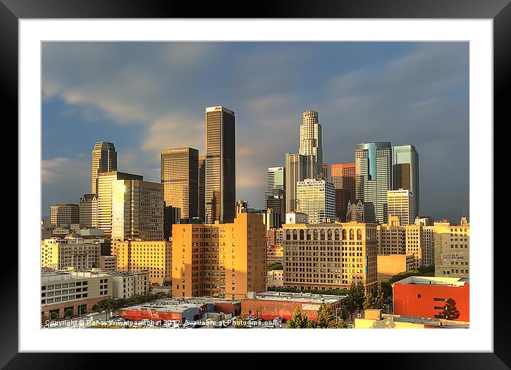 L.A the Golden City Framed Mounted Print by Panas Wiwatpanachat