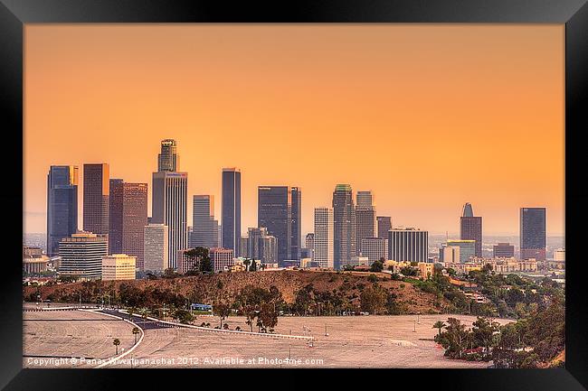 Downtown L.A. from Alysian Park Framed Print by Panas Wiwatpanachat