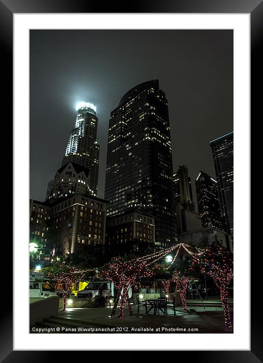 Library Tower from Pershing Square Framed Mounted Print by Panas Wiwatpanachat