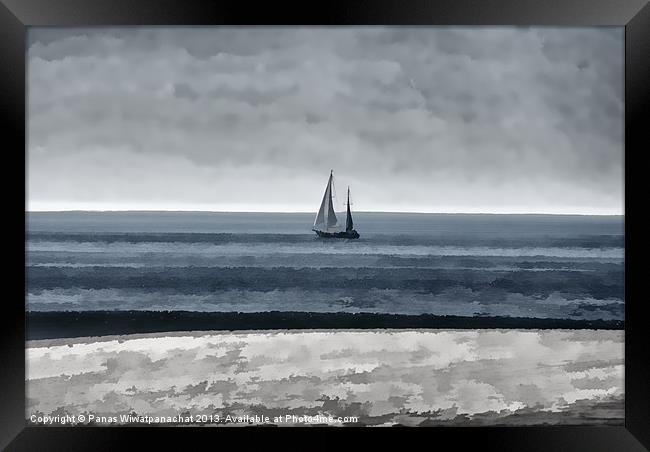 Lone Sailing Framed Print by Panas Wiwatpanachat