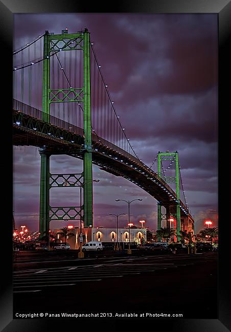 Vincent Thomas Bridge Framed Print by Panas Wiwatpanachat