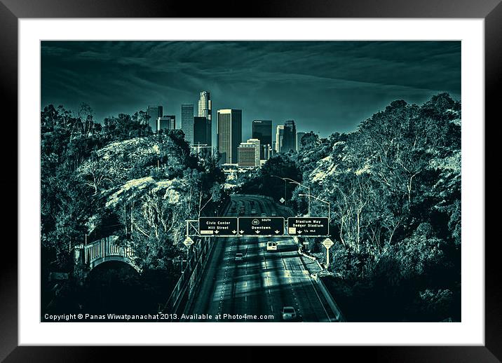 All Roads to L.A. Framed Mounted Print by Panas Wiwatpanachat