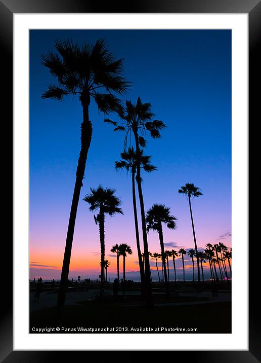 Purple Sunset at Venice Beach Framed Mounted Print by Panas Wiwatpanachat