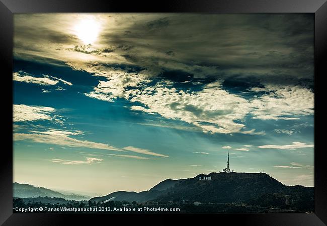 Hollywood and Sunset Framed Print by Panas Wiwatpanachat