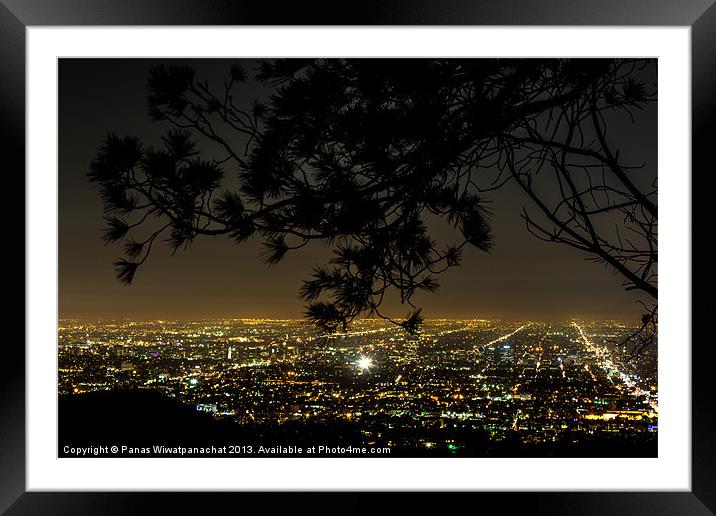 L.A. City Lights Framed Mounted Print by Panas Wiwatpanachat