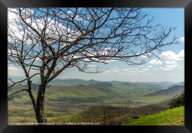 Mountains and Tree Framed Print by Panas Wiwatpanachat