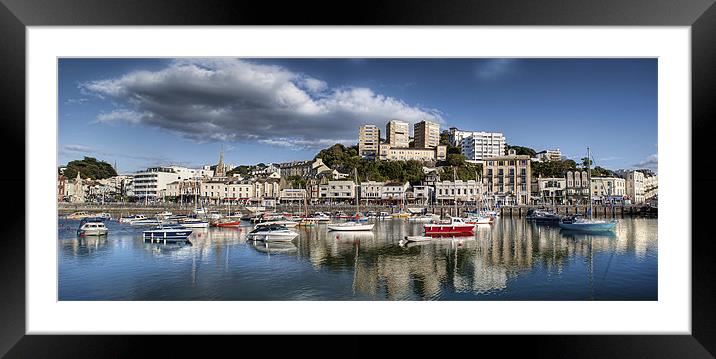 Torquay Harbor Panoramic Framed Mounted Print by Louise Wagstaff