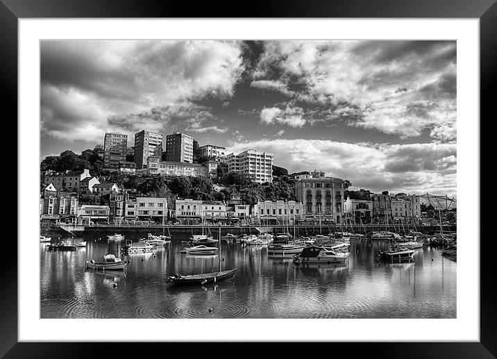 Sunny Torquay Harbor, Mono Framed Mounted Print by Louise Wagstaff