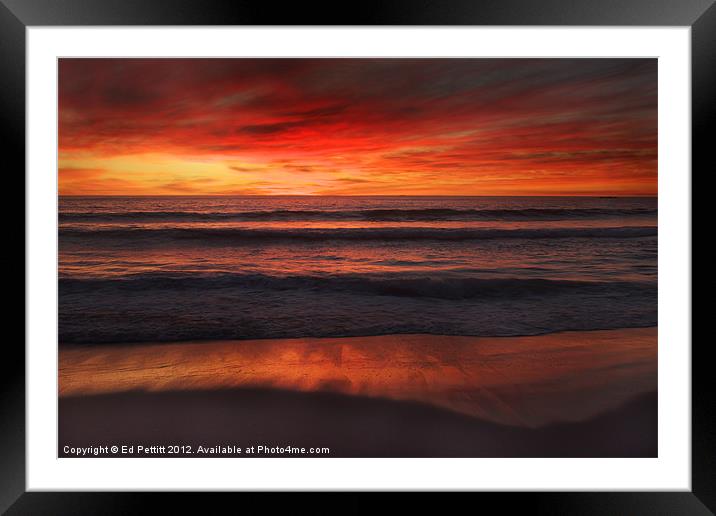 Burning Red Sunset Framed Mounted Print by Ed Pettitt