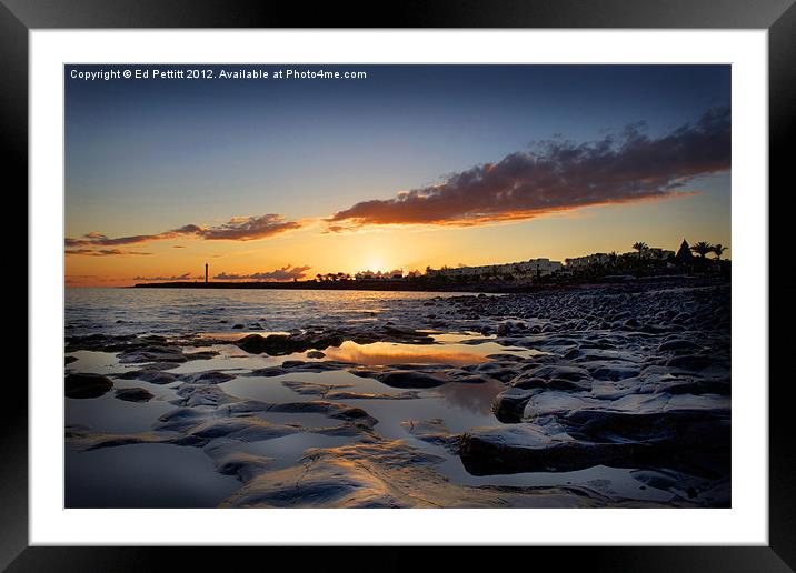 Lanzarote Lighthouse Sunset Framed Mounted Print by Ed Pettitt