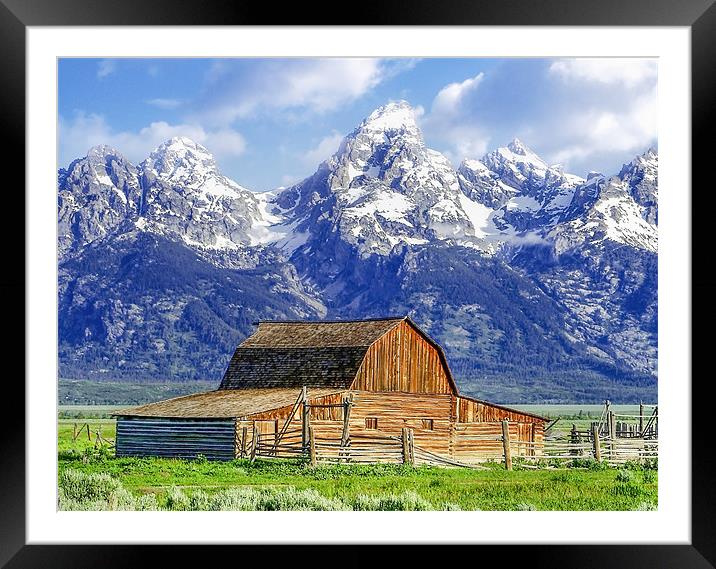 Grand Teton Barn Framed Mounted Print by World Images