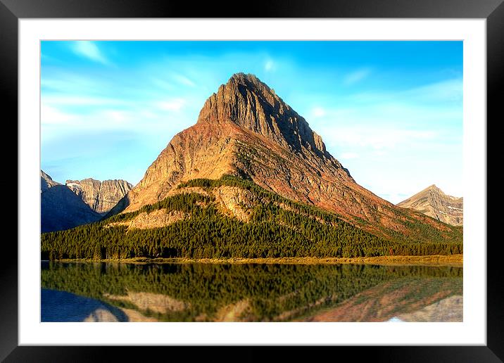Mount Grinnell and Swiftcurrent Lake Framed Mounted Print by World Images