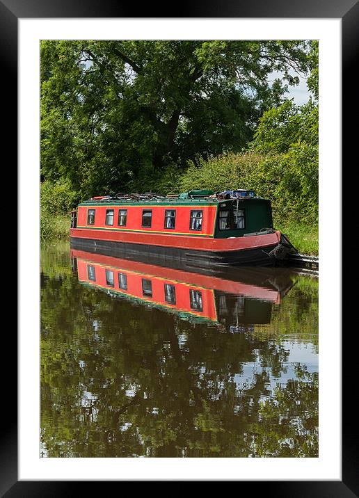 Reflection of a Canal Boat Framed Mounted Print by Jonathan Swetnam